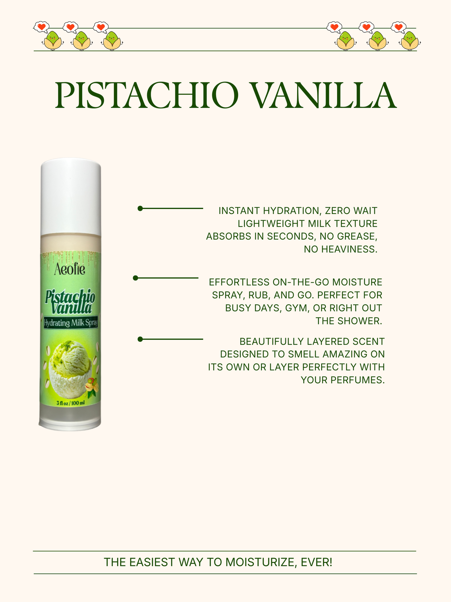 Pistachio Vanilla Milk Spray Lotion